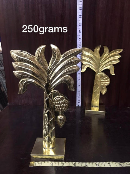 Prasiddh copper idols presents Brass made banana tree decoration item ( A pair of trees)