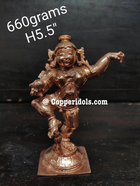 Prasiddh copper idols present copper idol of dancing krishna vijayanagar style