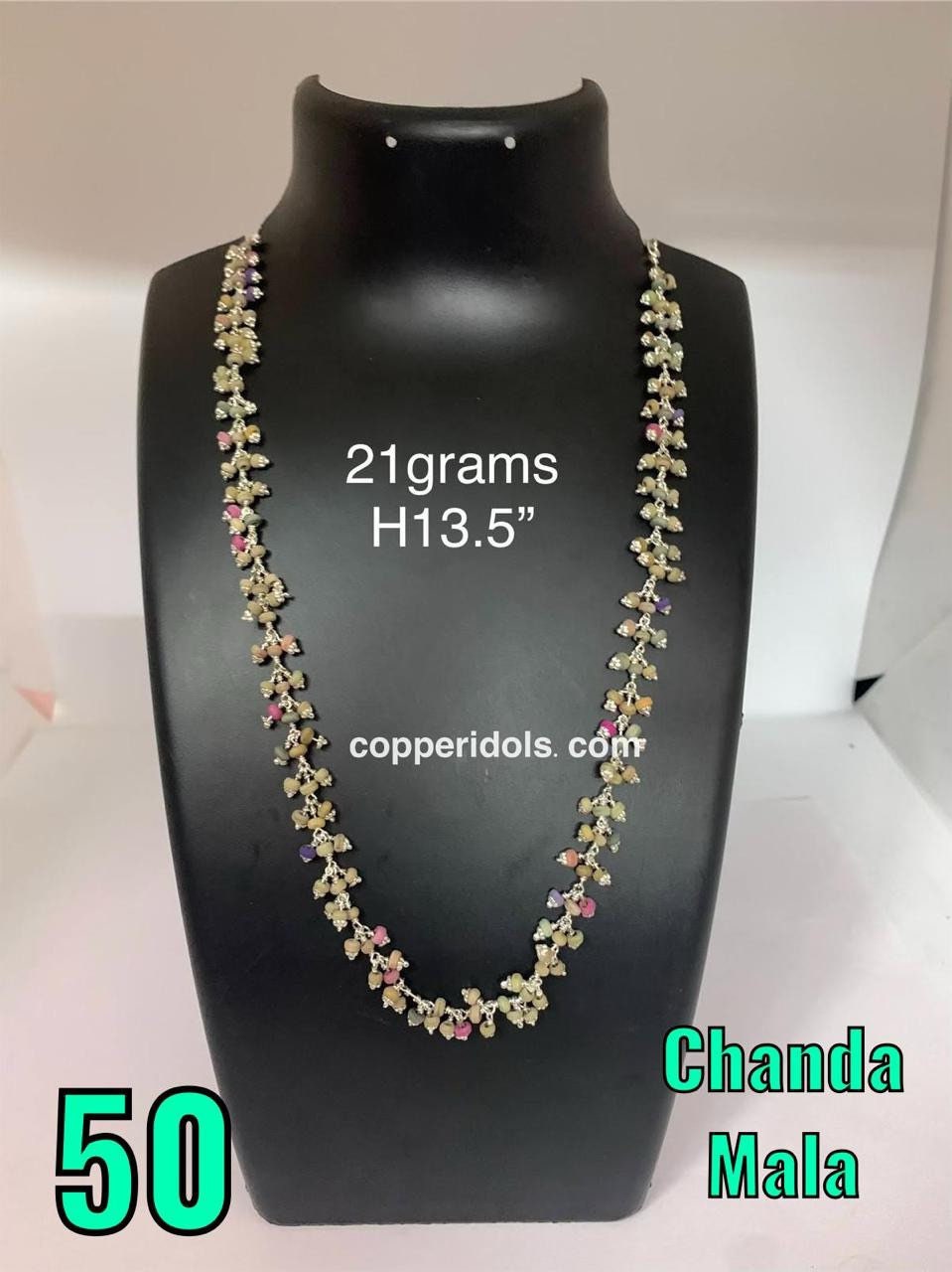 Prasiddh copper idols present silver Chandana mala chain