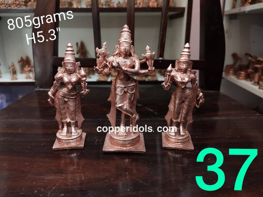 Prasiddh copper idols present copper idol of chaturbuja Krishna with rukmini and Satyanabama