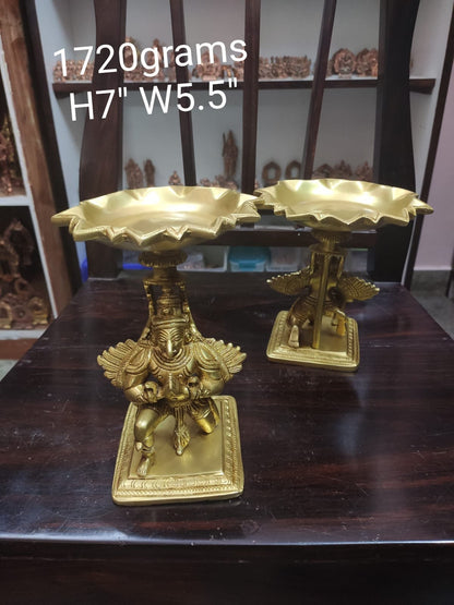 Prasiddh copper idols present brass Garuda lamp / saligrama peeta / saligrama Abhisheka peeta