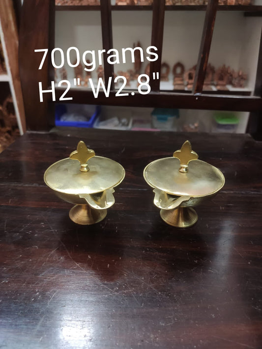 Prasiddh copper idols present Panchaloha lamp deepam ( pair)