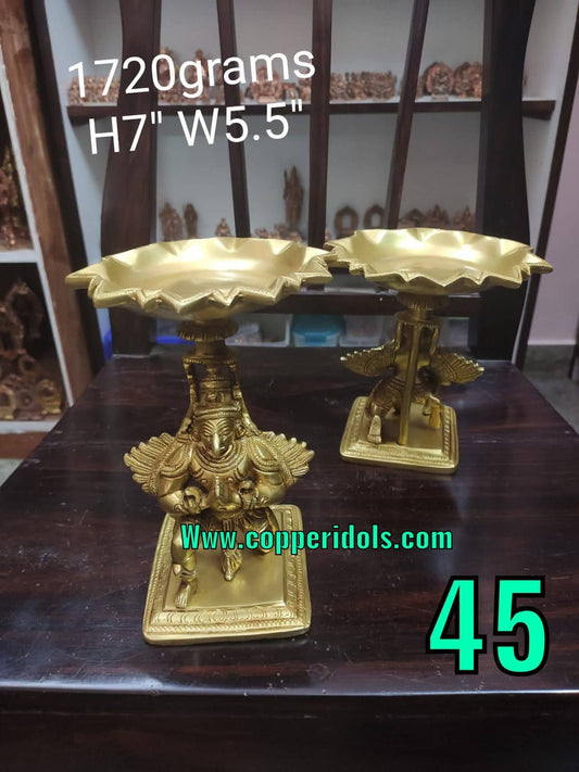 Prasiddh copper idols present brass Garuda lamp / saligrama peeta / saligrama Abhisheka peeta