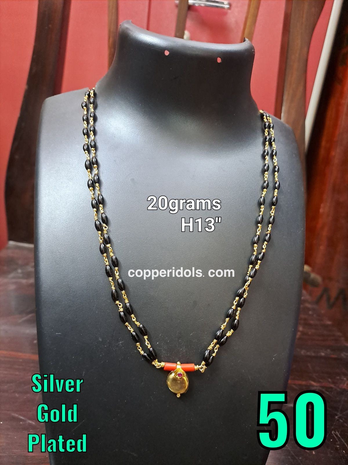 Prasiddh copper idols present silver gold plated mangal sutra mala