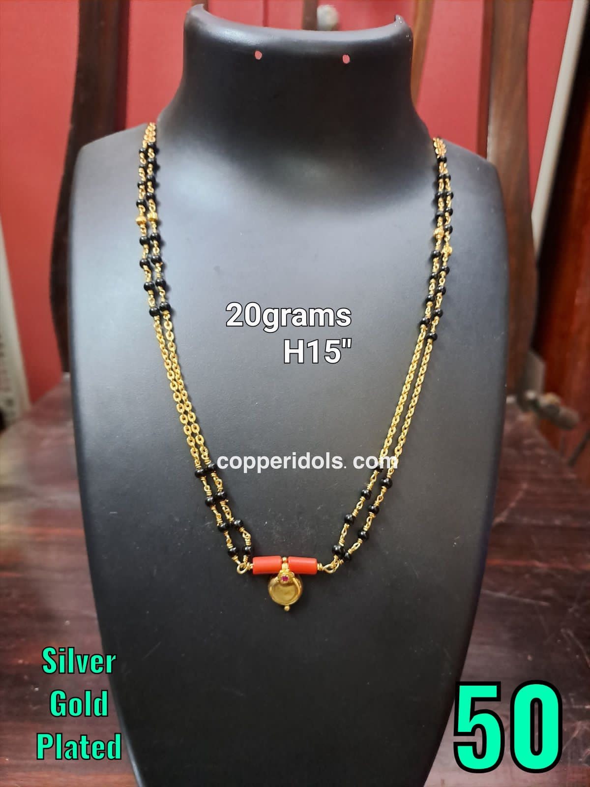 Prasiddh copper idols present silver gold plated mangal sutra chain