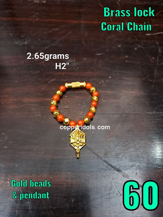 Prasiddh copper idols present gold pendant and beeds coral mala