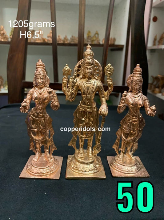 Prasiddh copper idols present copper idol of cheluvanarayaswamy with Sridevi and bhudevi