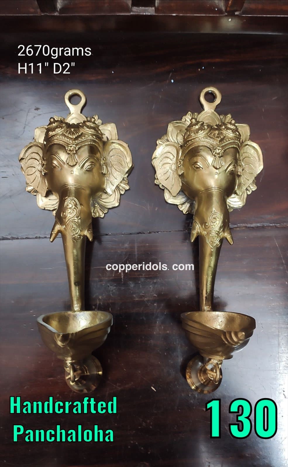 Prasiddh copper idols present ganesha wall hanging deepam pair