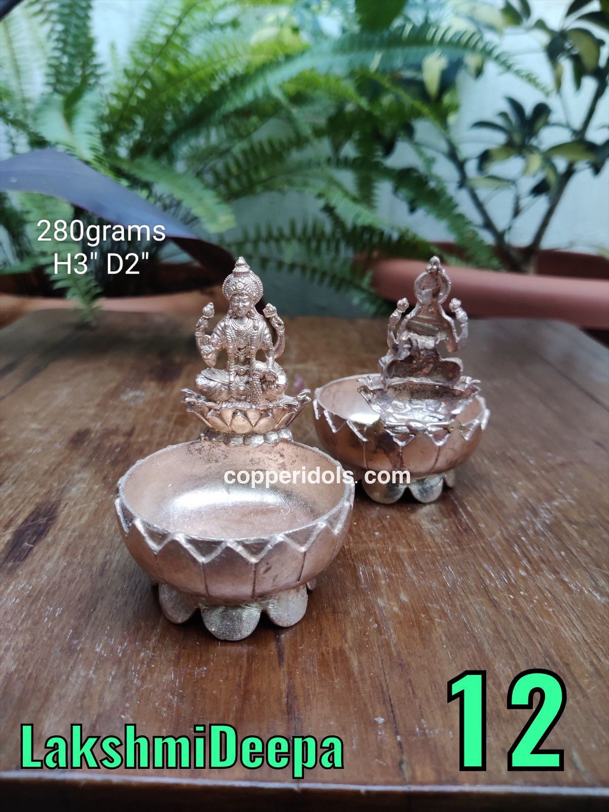 Prasiddh copper idols present bronze idol of lakshmi lamp Deepa (set of 2)