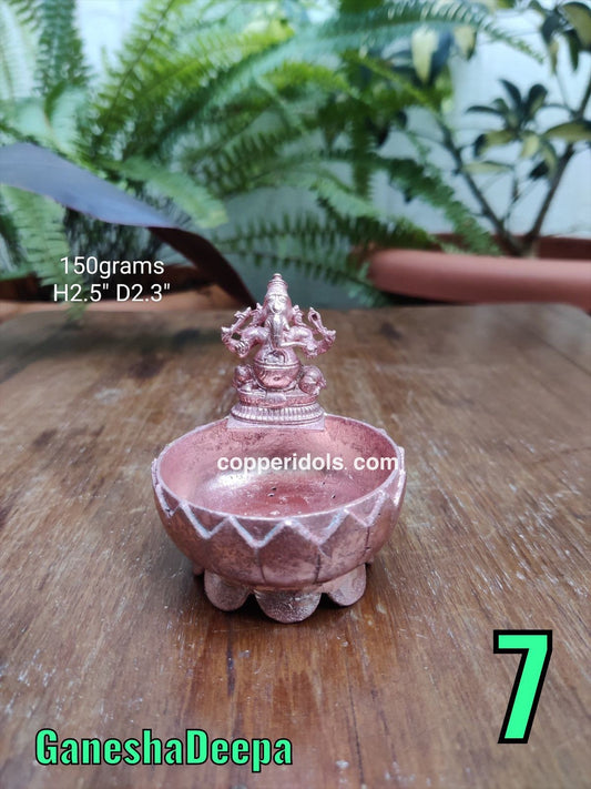 Prasiddh copper idols present copper idol of ganesha Deepa set of 2