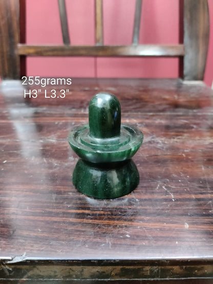 Prasiddh copper idols present green colour gem stone linga