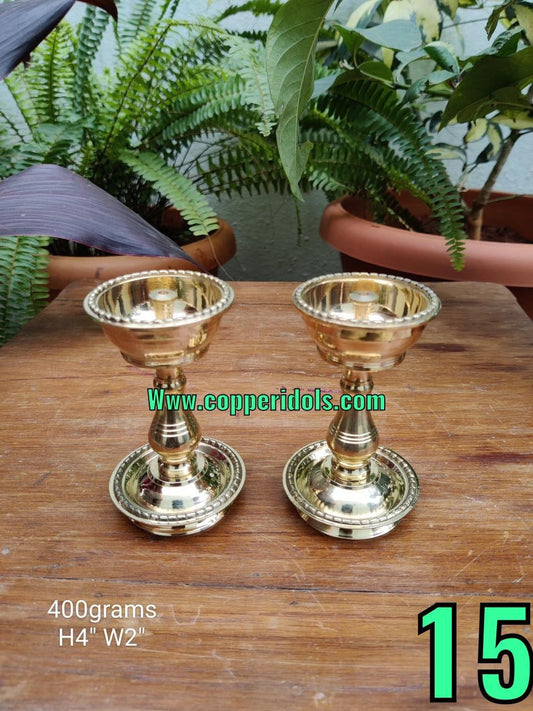 Prasiddh copper idols present brass lamp for pooja