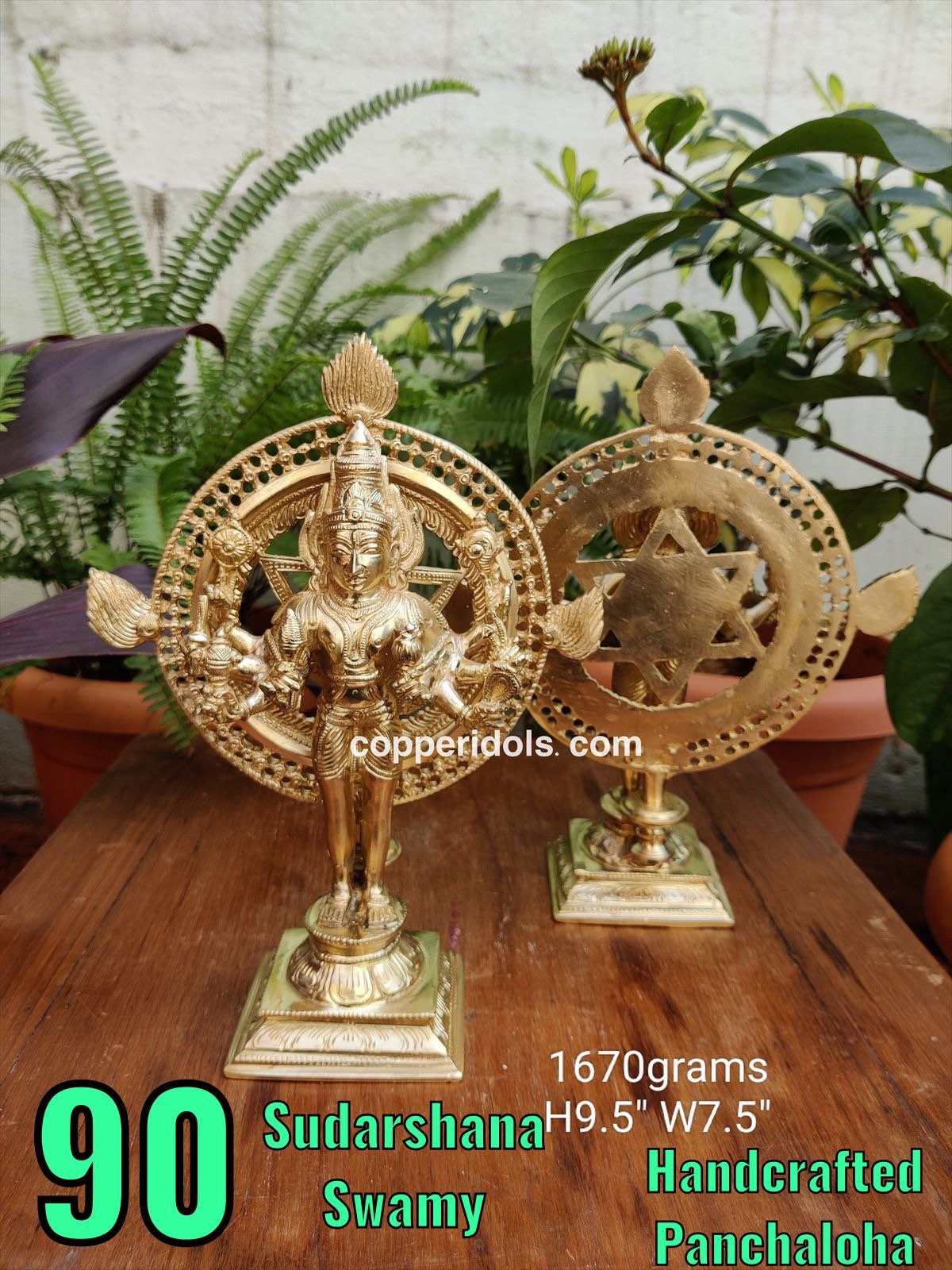 prasiddh copper idols present Panchaloha idol of Maha Sudarshana swamy