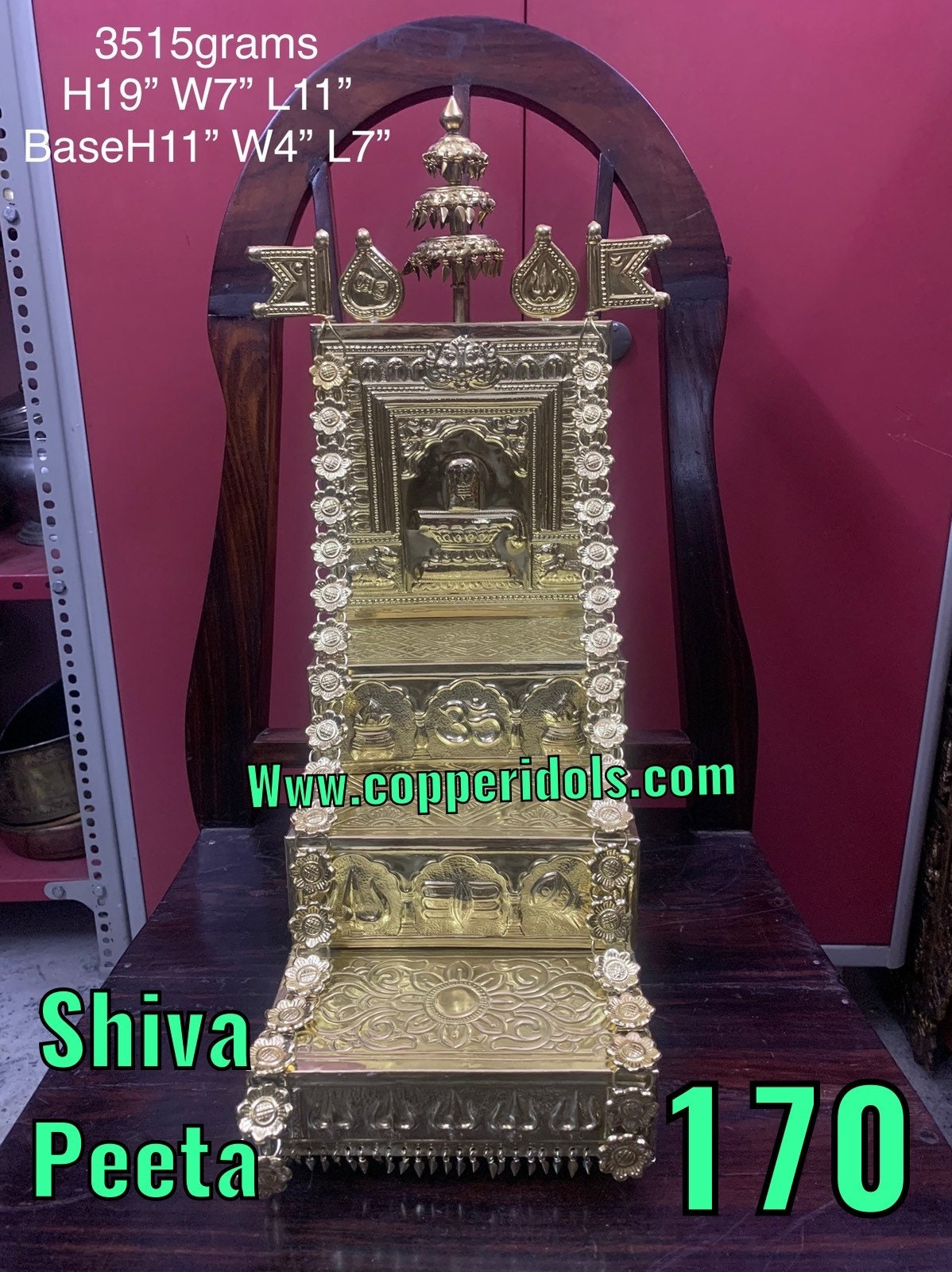 Prasiddh copper idols present brass sheet embossed wooden 3 steps peeta prabhavali