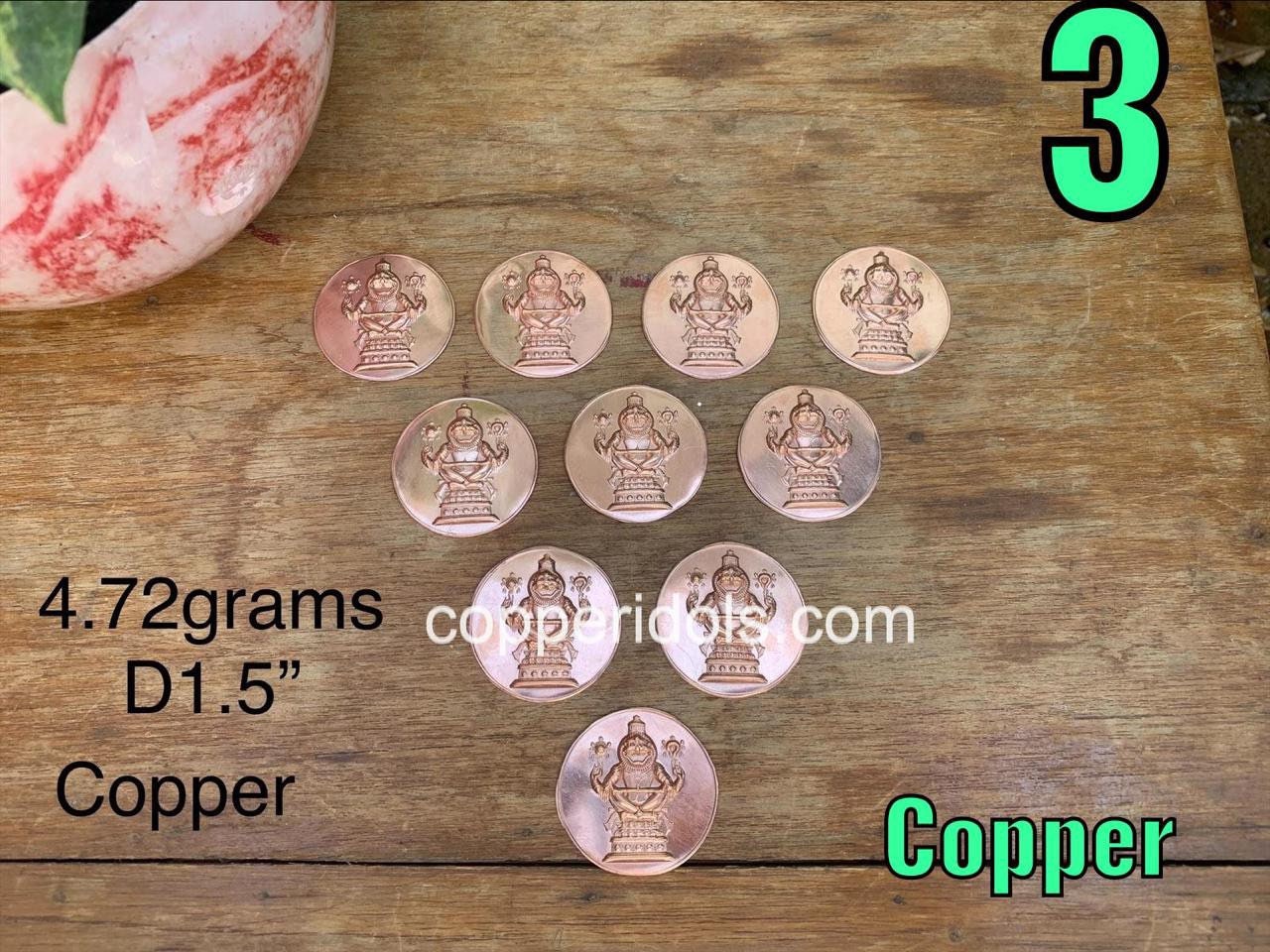 Prasiddh copper idols present copper idol of copper yoga Narasimha coin (set of 5)