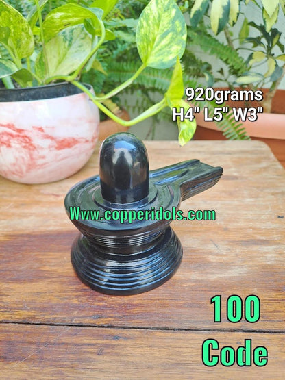 Prasiddh copper idols present black tomoliyan stone shiva linga