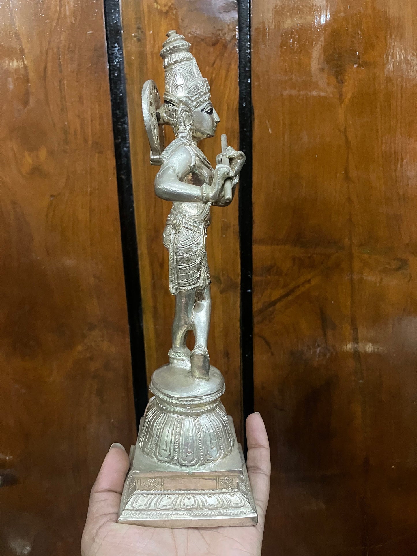 brass cast krishna idol with silver polish