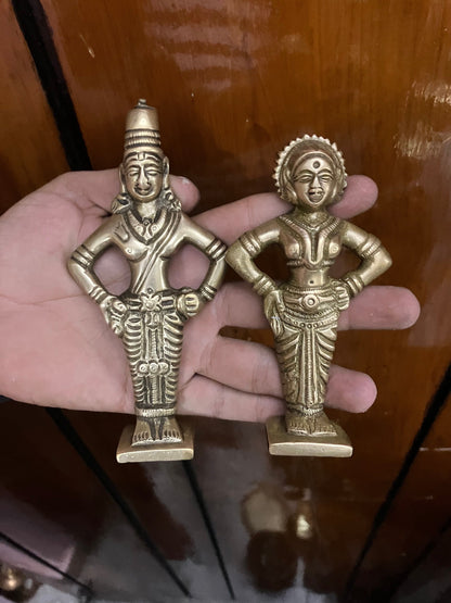 Vintage brass cast Vittala Rukmini figurine from Deccan India