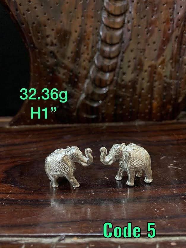 Prasiddh copper idols present silver elephant ( set of 2 )