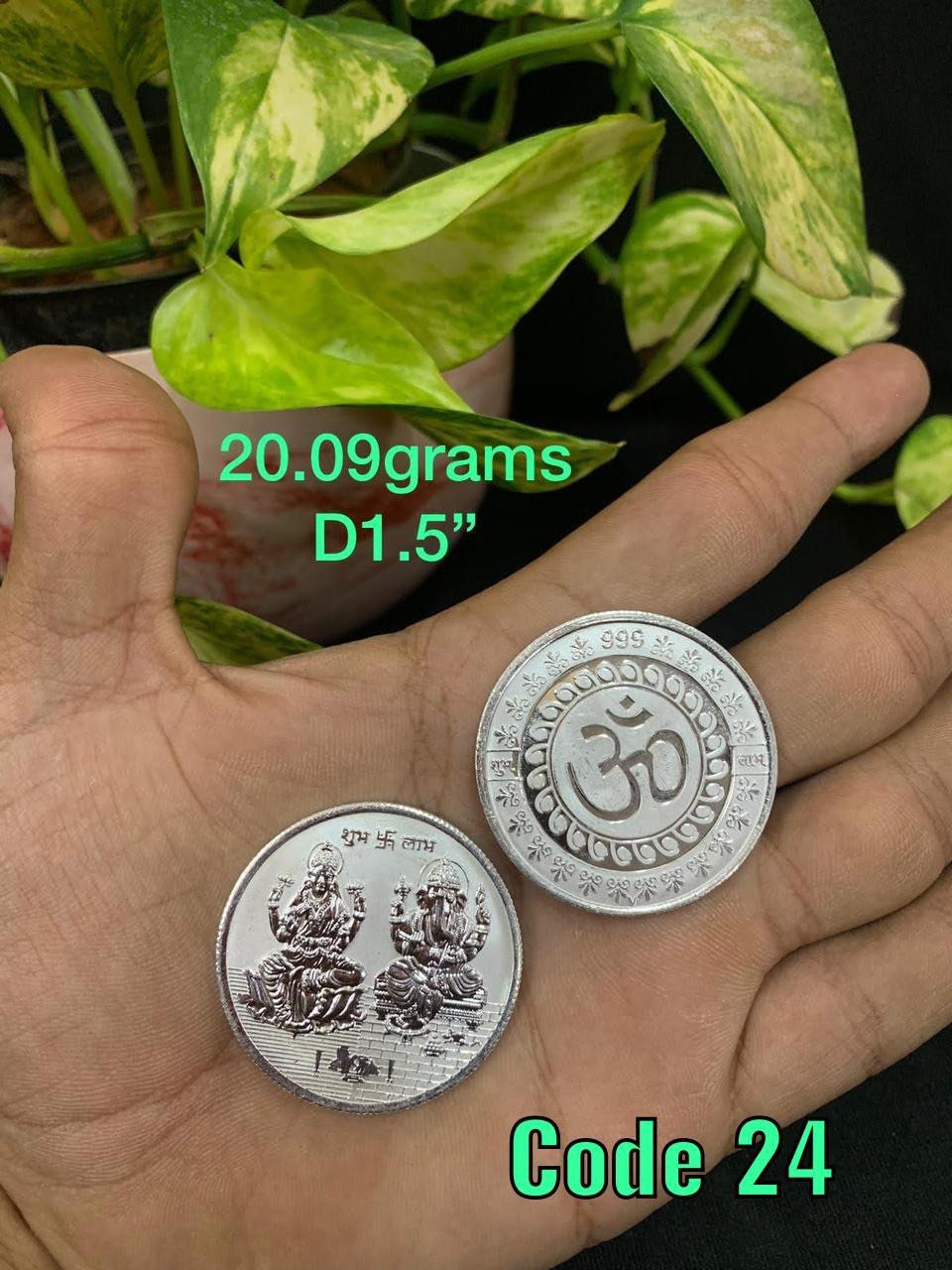 Prasiddh copper idols present silver lakshmi ganesha coin