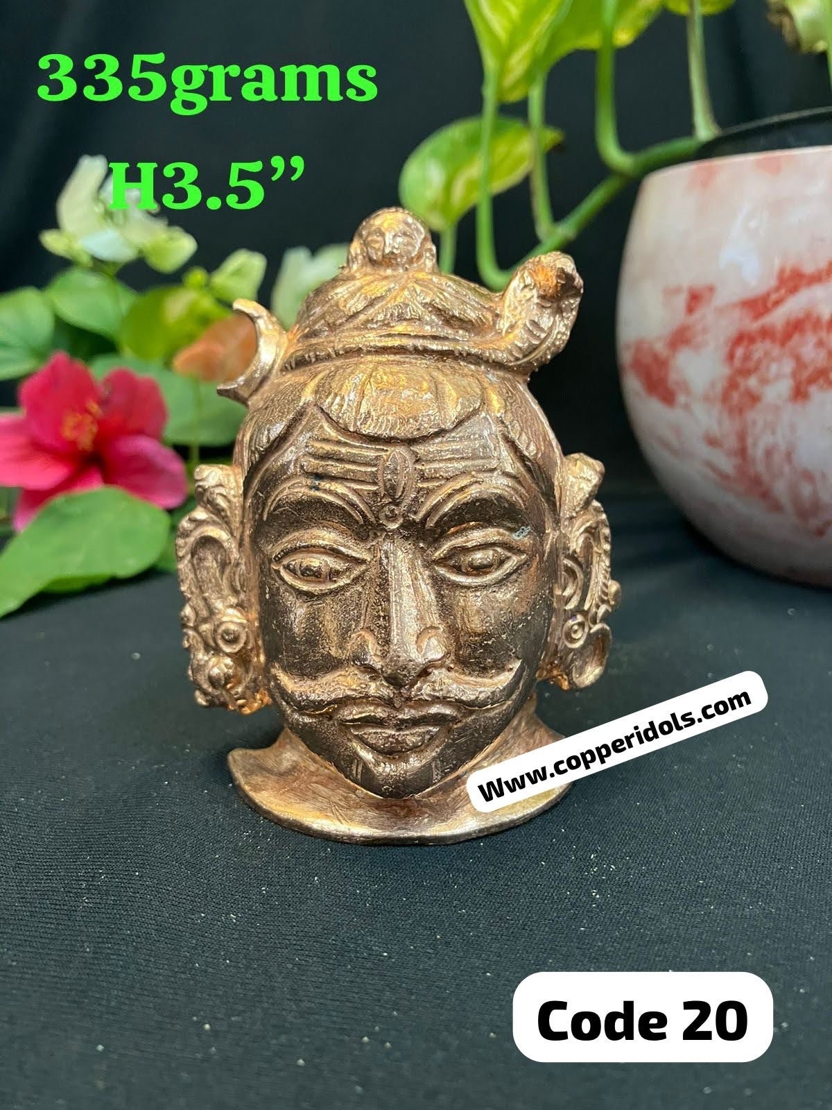 Prasiddh copper idols presents copper idol of 2D mukhalinga/shiva face , karnataka style