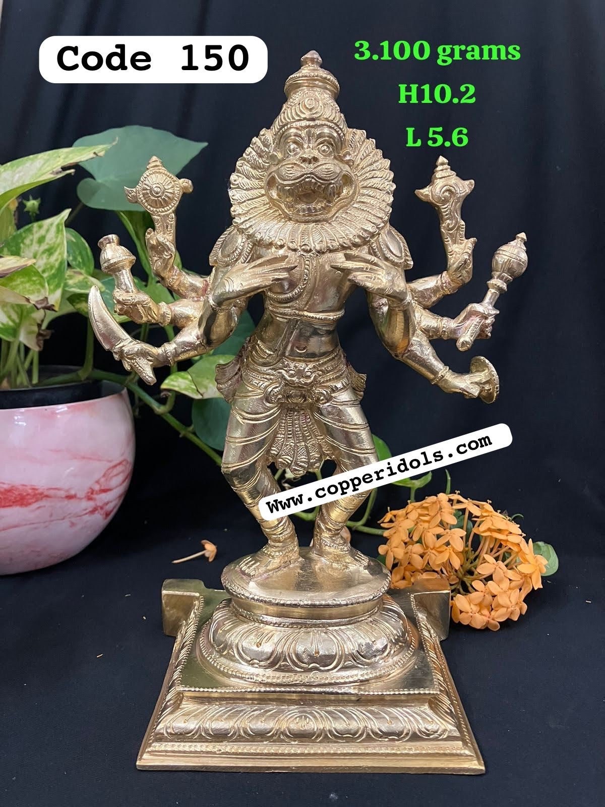 prasiddh copper idols presents panchaloha idol of ugra narasimha swamy / Stambha narasimha / Iskon mayapur