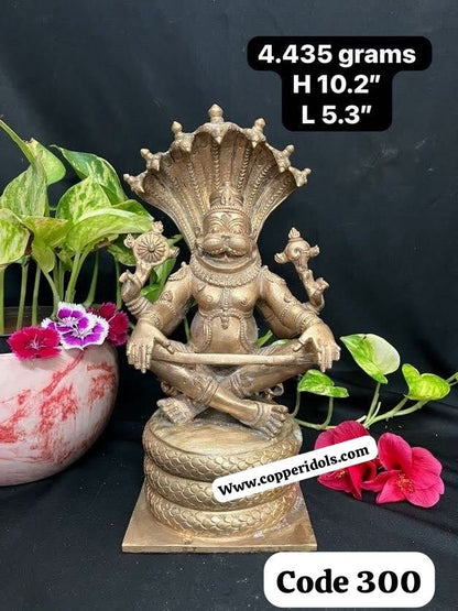 Prasiddh copper idols present panchaloha idol of yoga narasimha swamy with adishesha