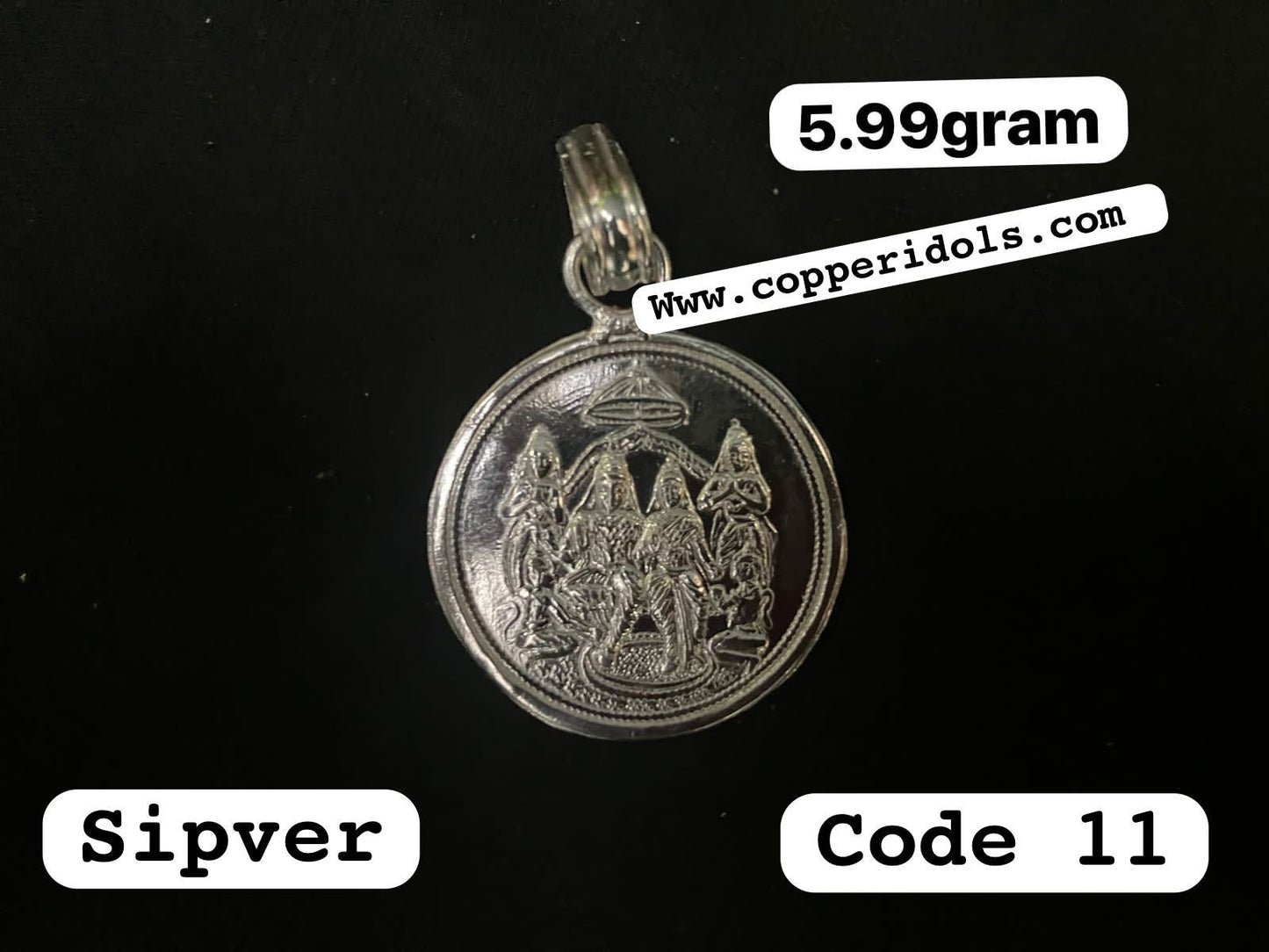 Prasiddh copper idols present silver pattabi rama pendant