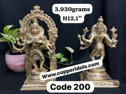 Prasiddh copper idol present panchaloha idol of ugra narasimha with prabhavli