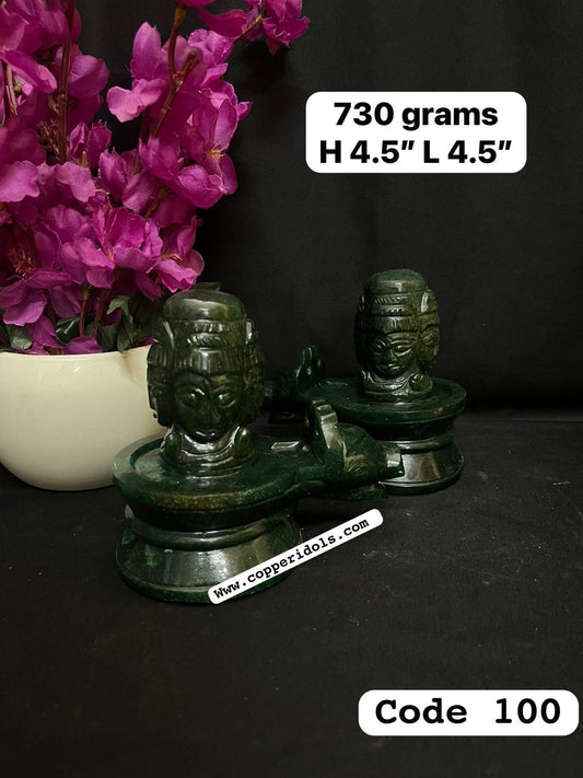 Prasiddh copper idols presents natural green aventurine stone panchamuka shiva linga