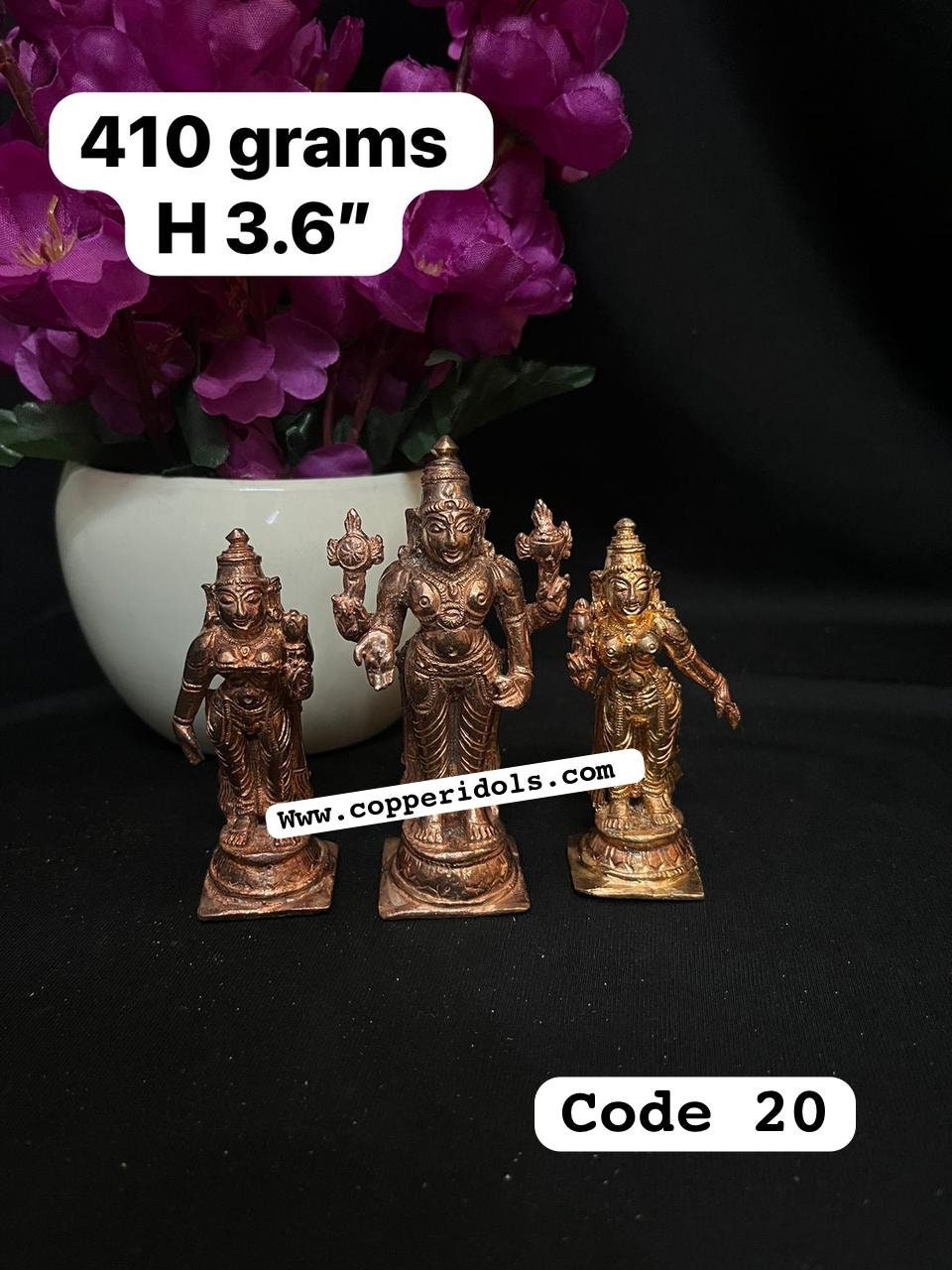 Prasiddh copper idol present copper idol of srinivasa with sridevi and bhudevi