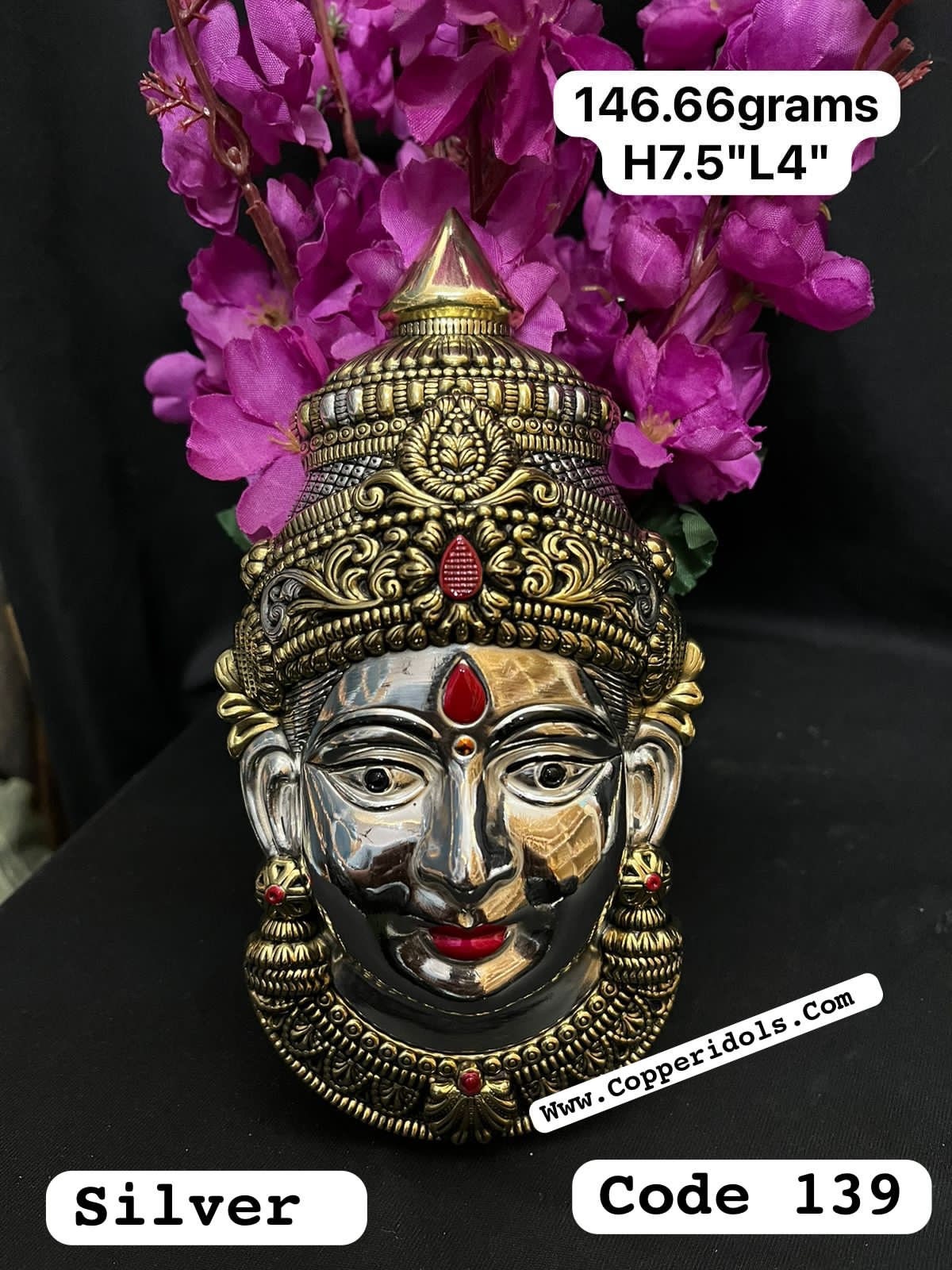 Prasiddh copper idol present silver idol of gowri face / gouri face