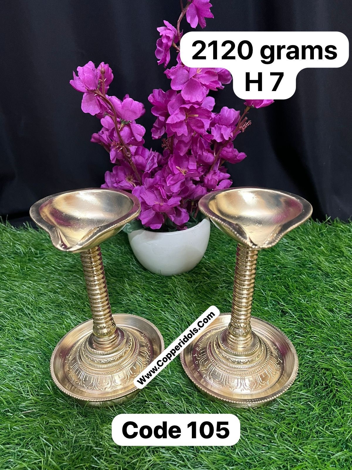 Prasiddh copper idol present panchaloha made pair lamp / deepam