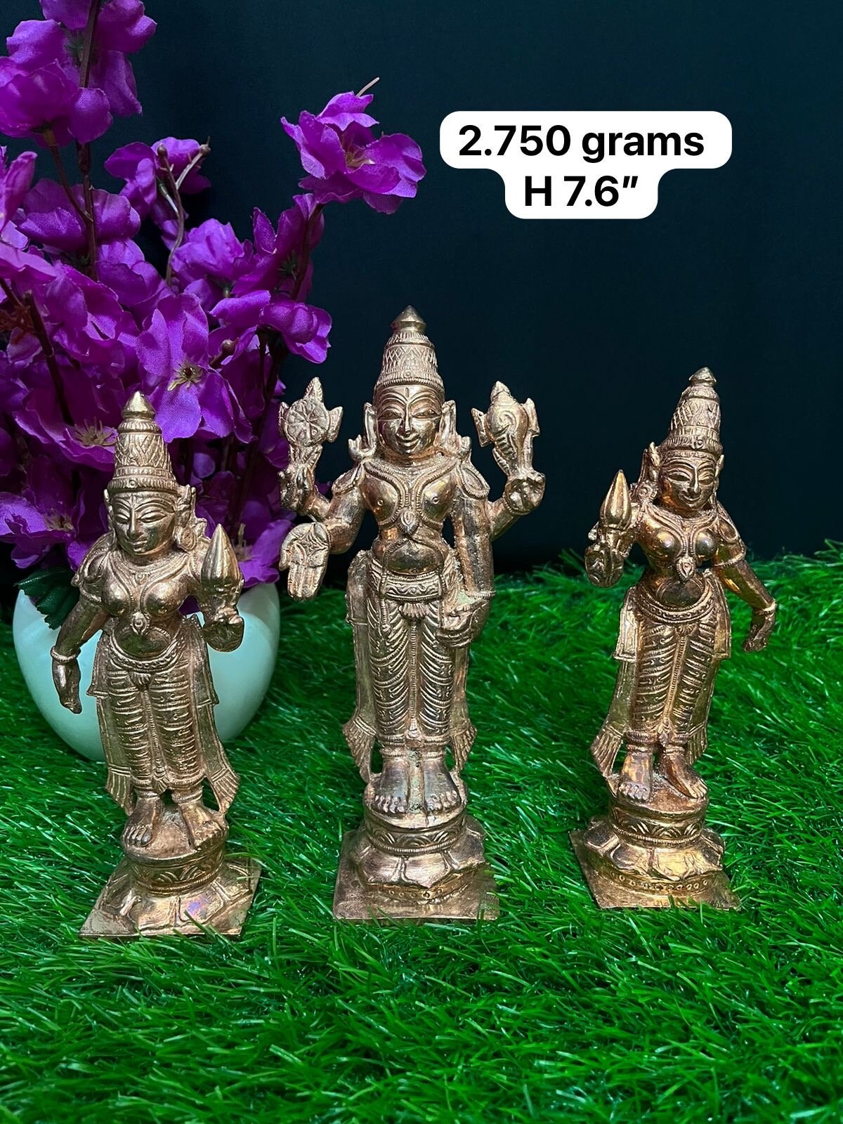 Prasiddh copper idol present copper idol of srinivasa set / srinivasa with sridevi bhudevi