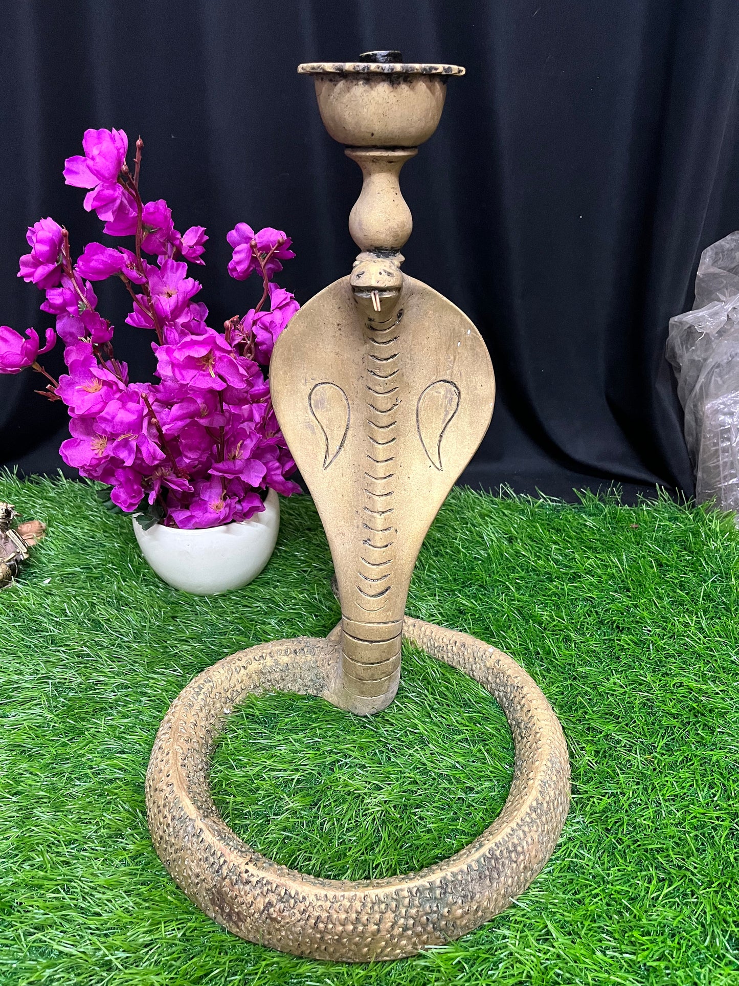 Bronze cast Naga oil lamp from mysore