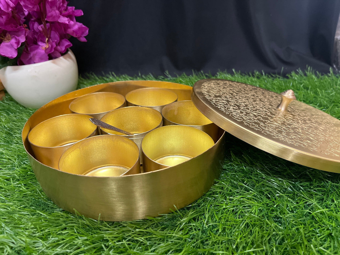 vintage styled brass made masala box