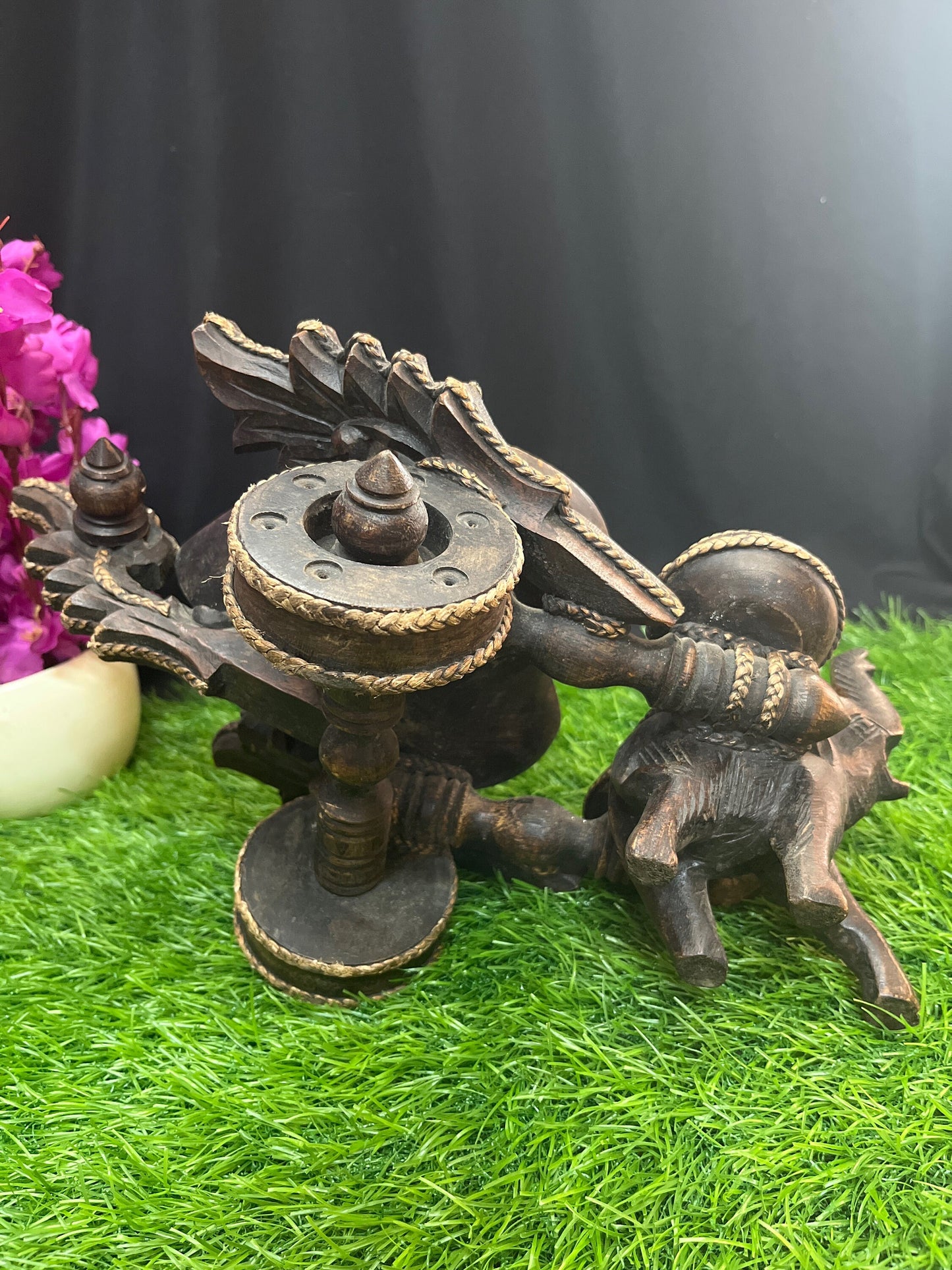 vintage wooden paan stand in the form of elephant cart