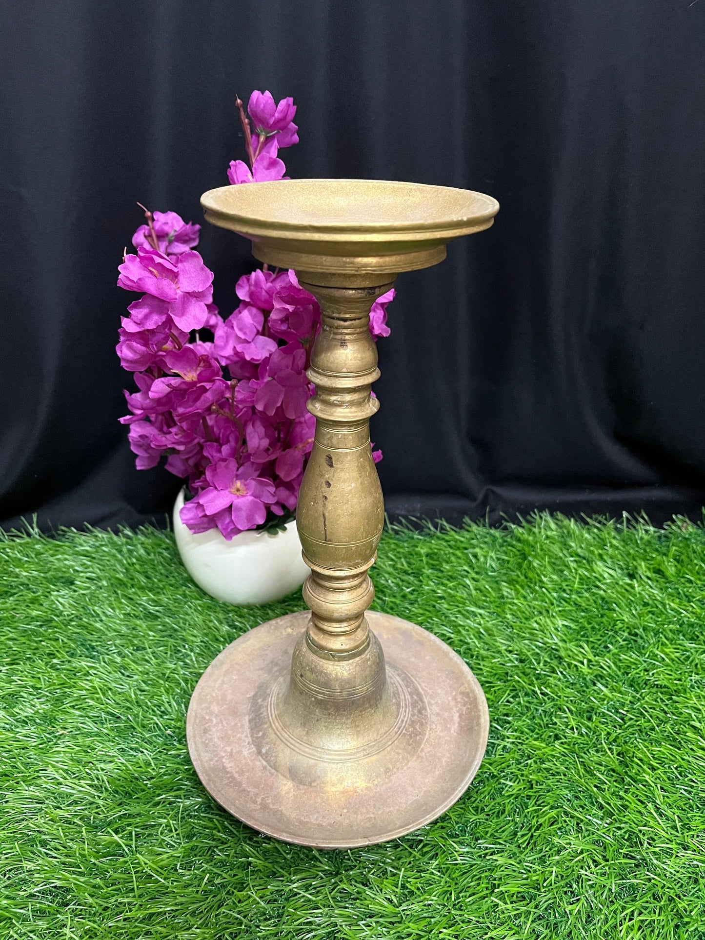 vintage bronze made bowl lamp from karnataka