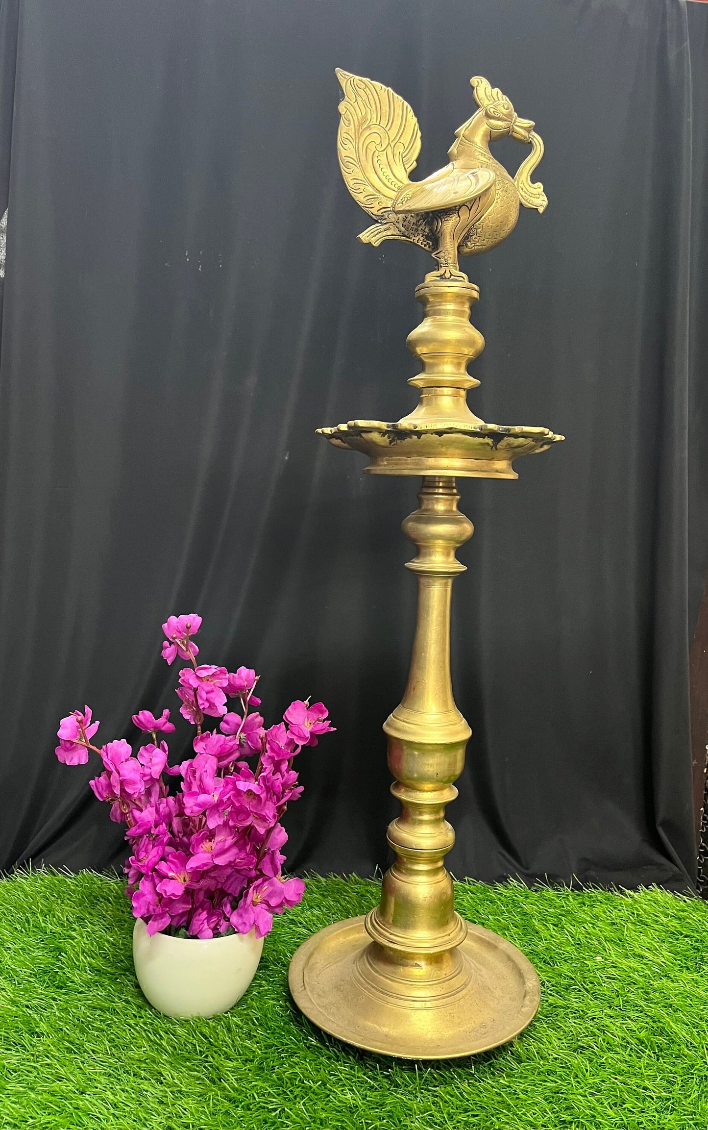 Vintage bronze cast annapakshi lamp from south