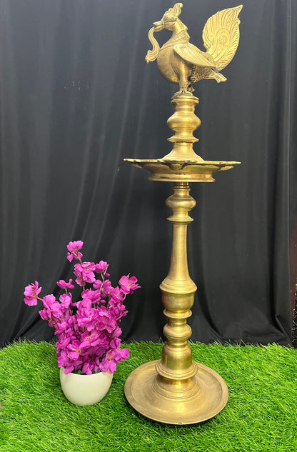 Vintage bronze cast annapakshi lamp from south