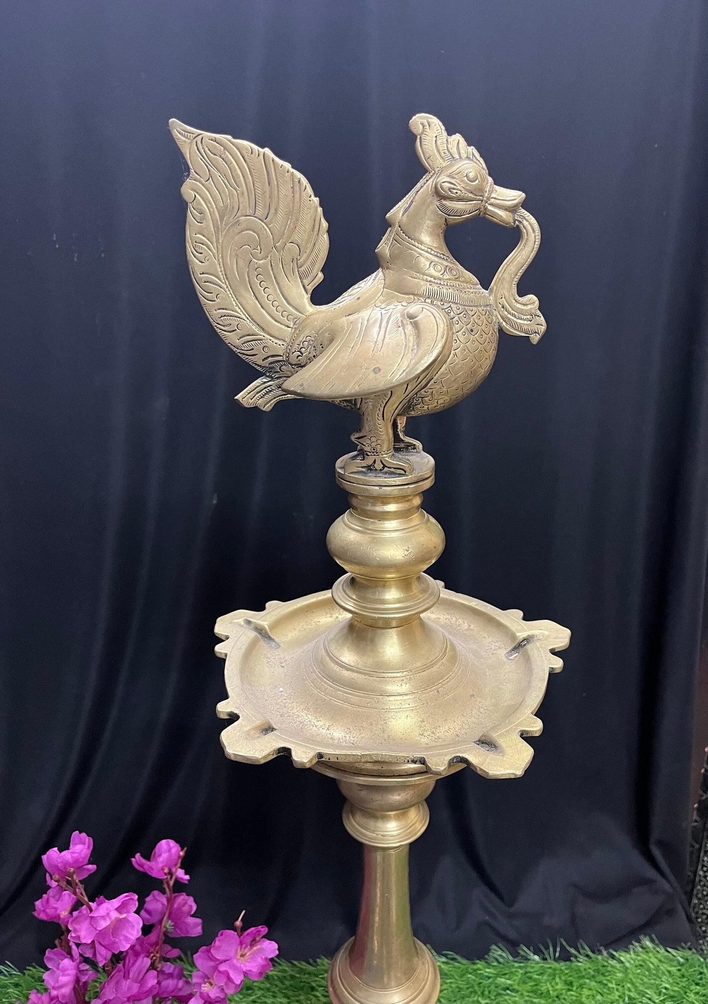 Vintage bronze cast annapakshi lamp from south