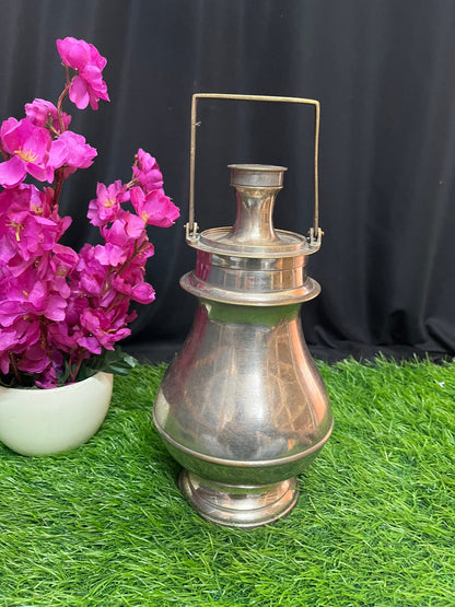 vintage white brass made water can ritual water carrier