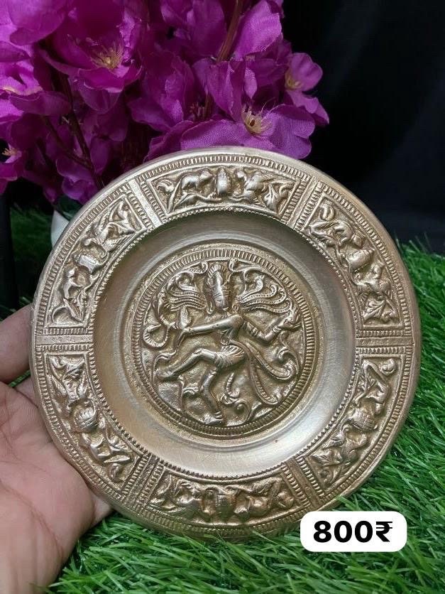 Brass made decoarative wall mount nataraja plate tanjore style