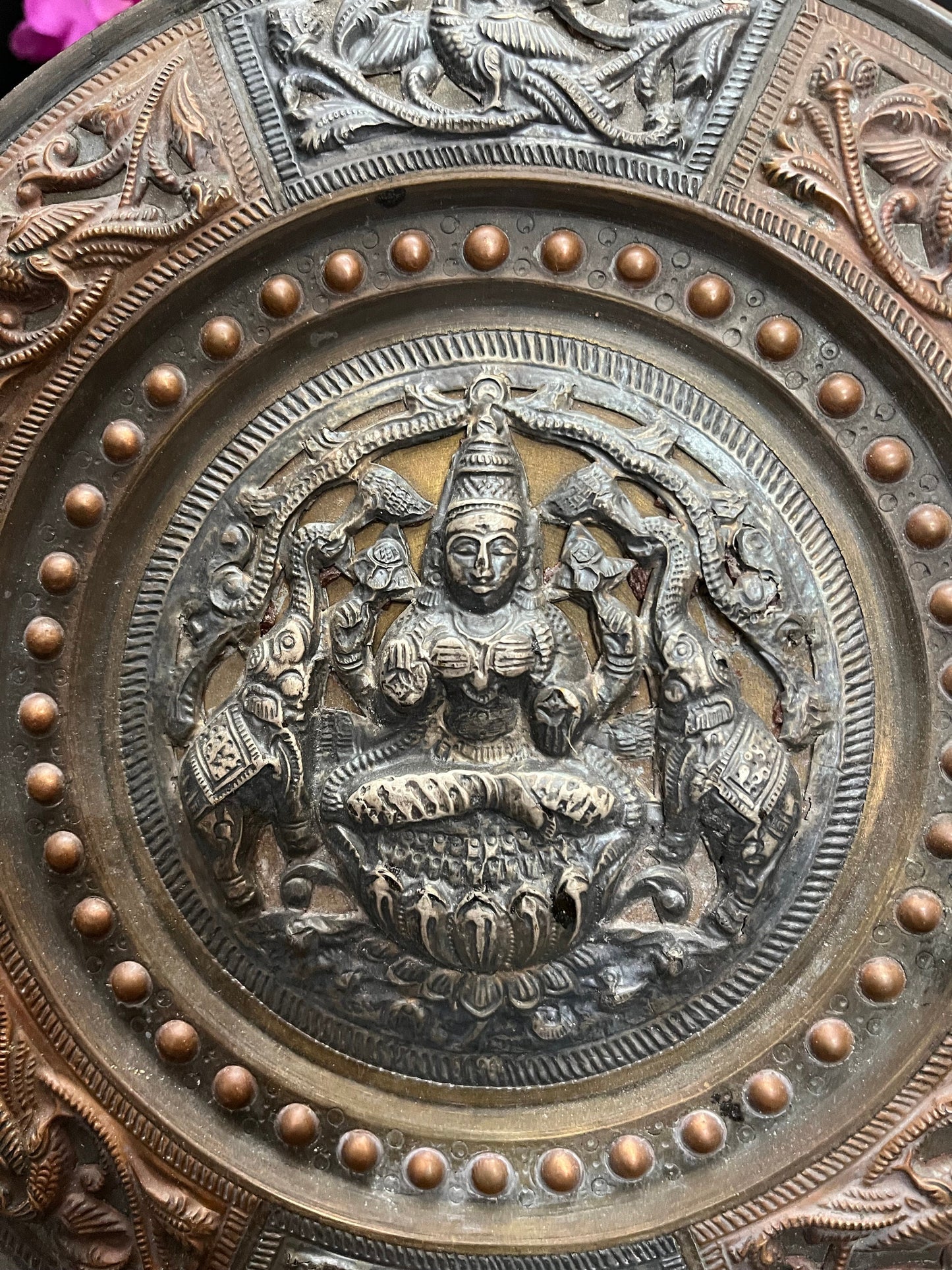 Brass made decoarative wall mount nataraja plate tanjore style