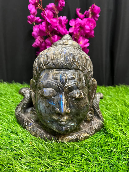 labrodite stone made shiva mukha solid figurine