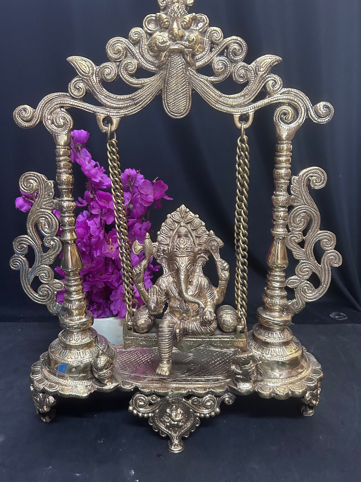 brass cast ganesha on swing solid catsed