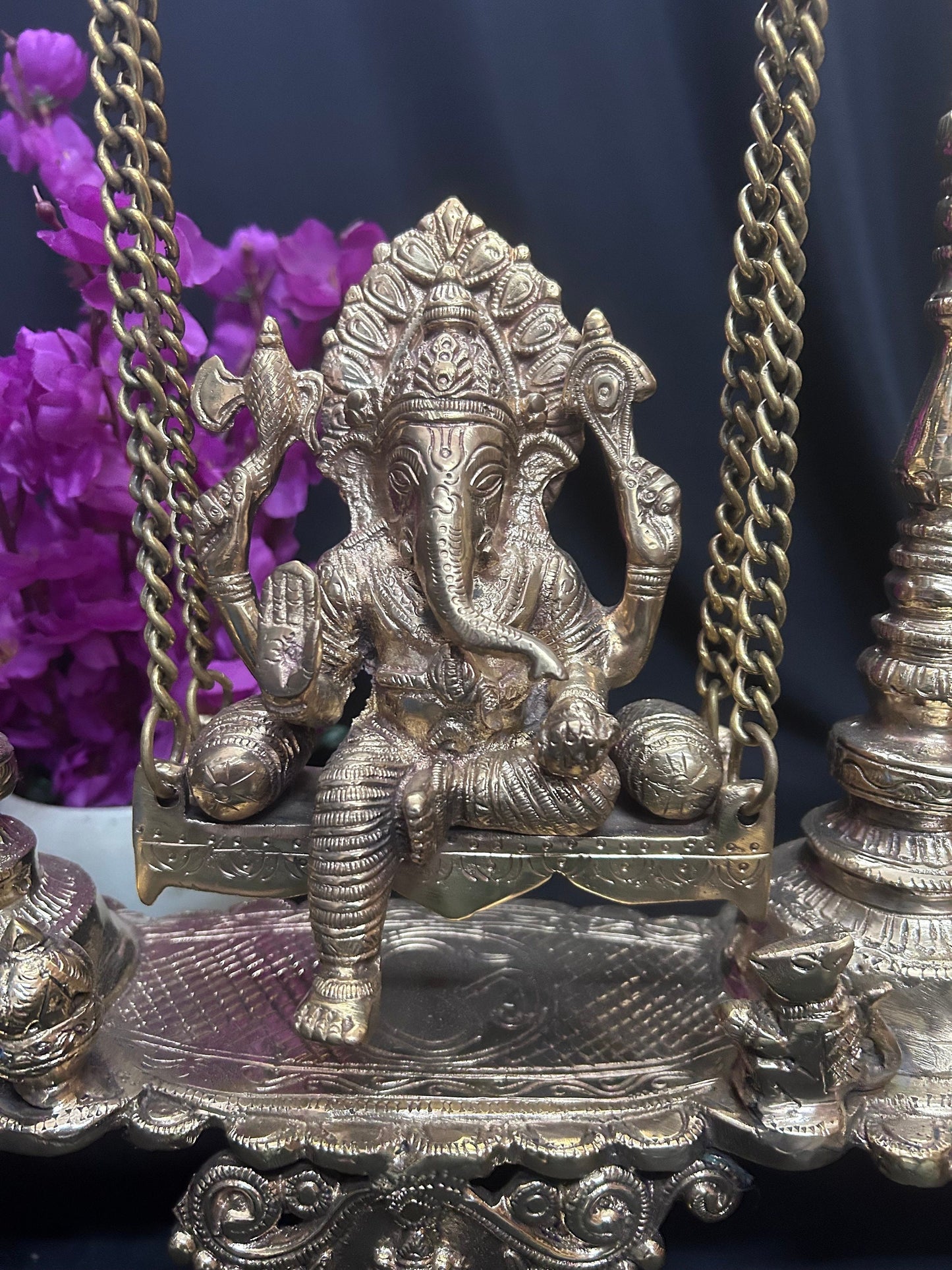 brass cast ganesha on swing solid catsed