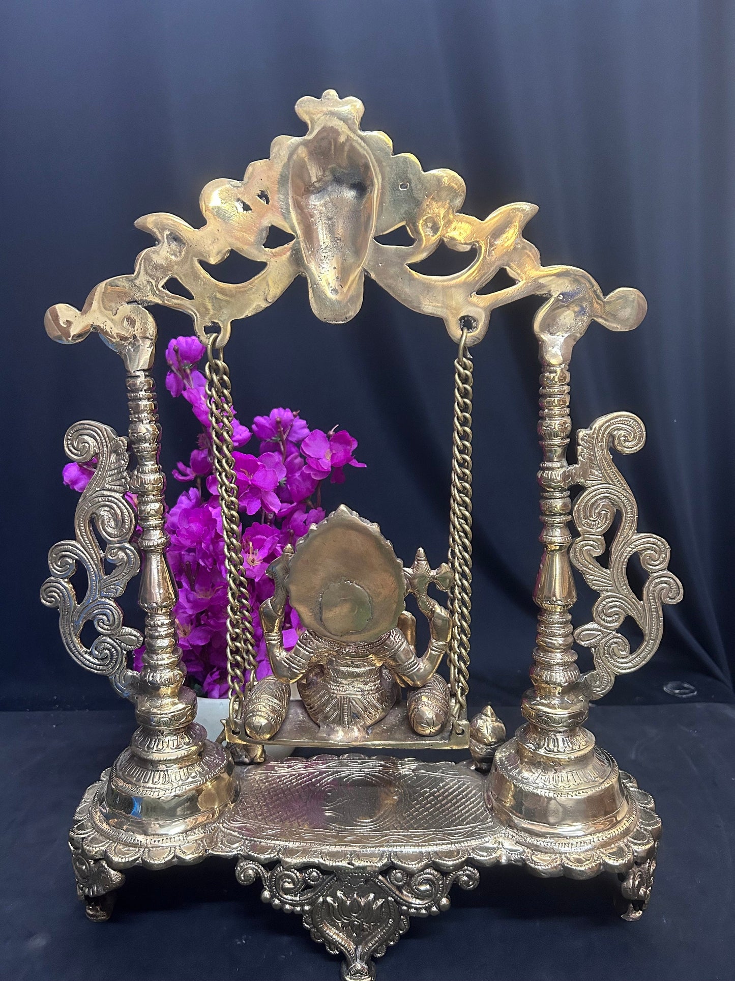 brass cast ganesha on swing solid catsed