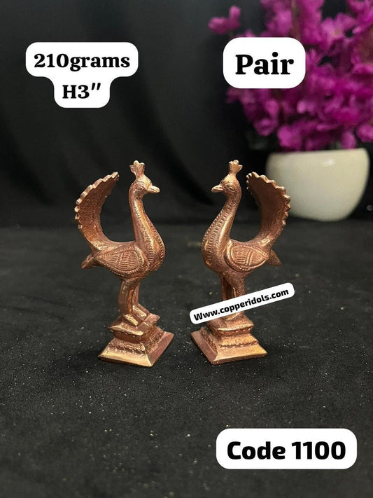 Prasiddh copper idol presents copper idols of peacock ( set of 2 )