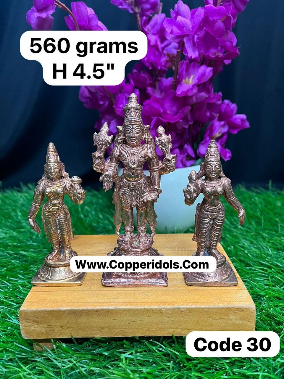 Prasiddh copper idol present copper idol of srinivasa set / srinivasa with sridevi and bhudevi